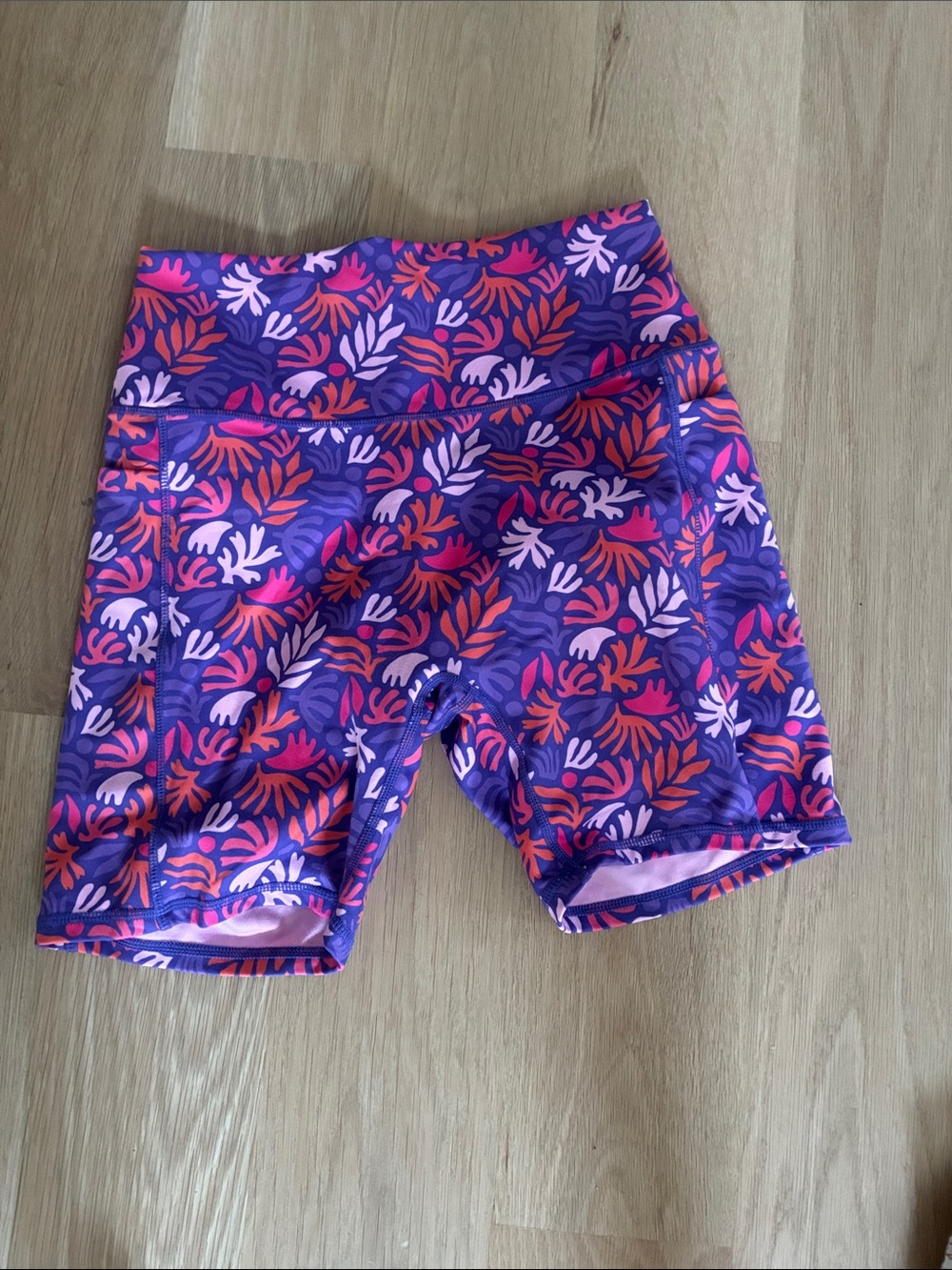 Senita Athletics Purple Swim Trunks with Pink & Orange Floral Print